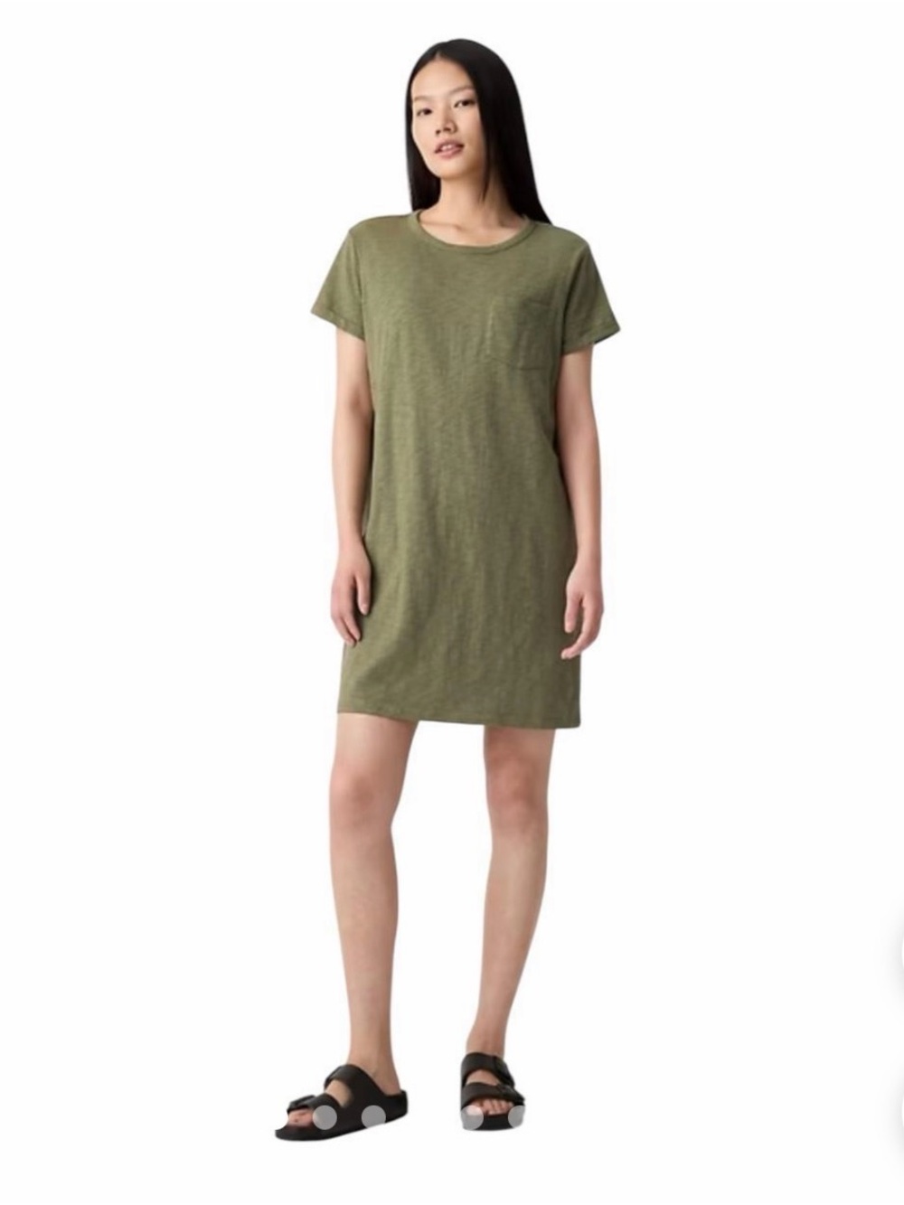 GAP Olive Green Crewneck T-Shirt Dress - Size M Tall